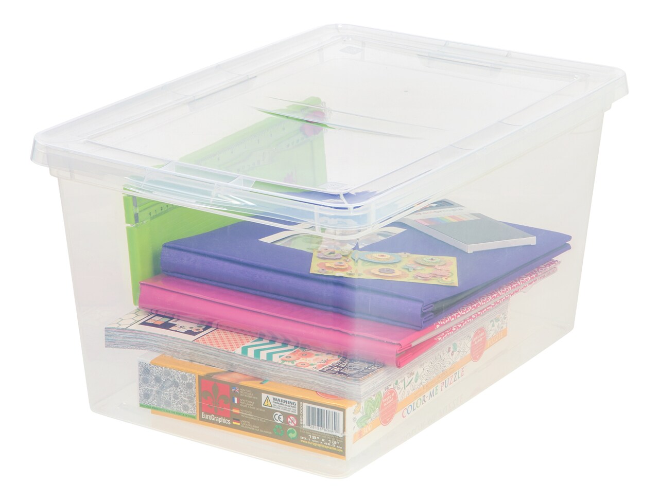 IRIS USA 58 Quart Plastic Storage Bin Tote Organizing Container with Latching Lid, Stackable and Nestable, Clear